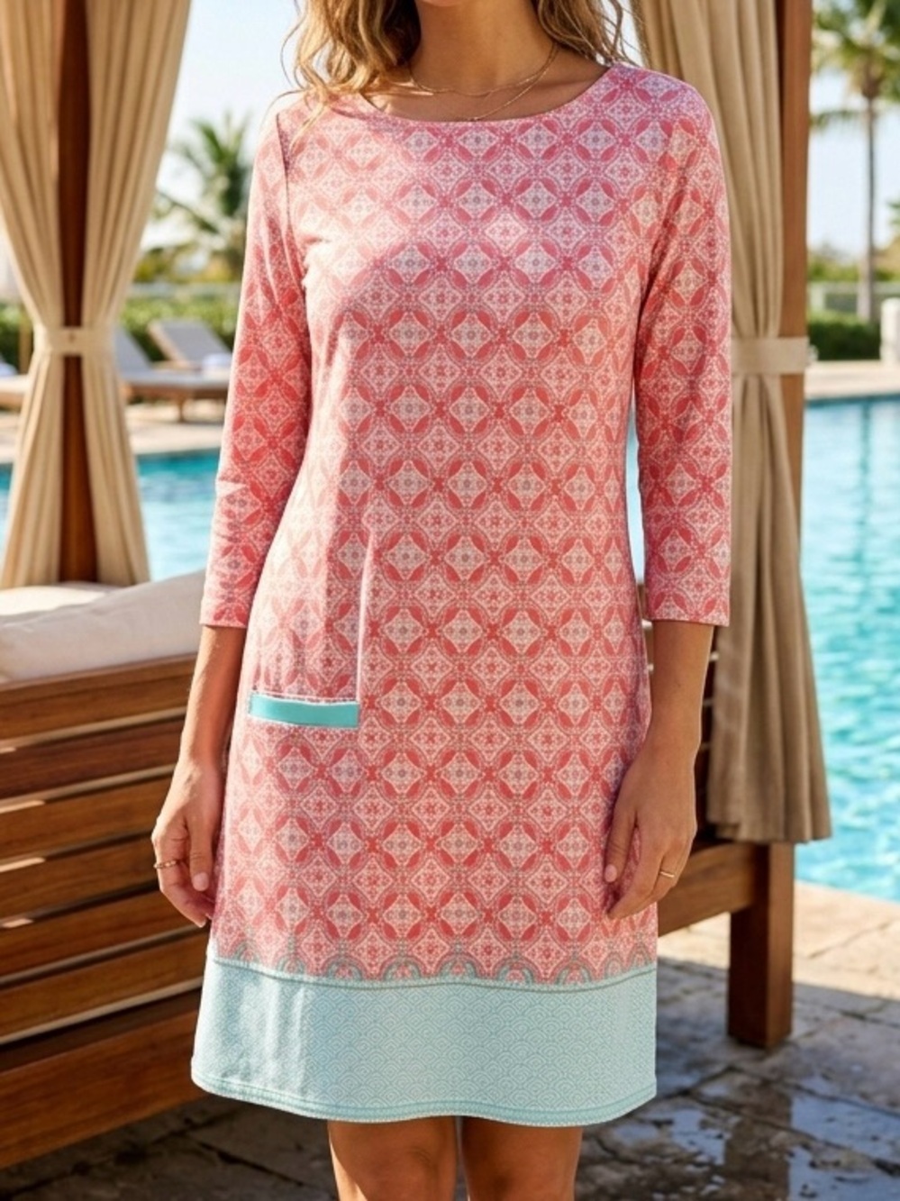 Cabana Life Coral Tides Shift Dress size M-L